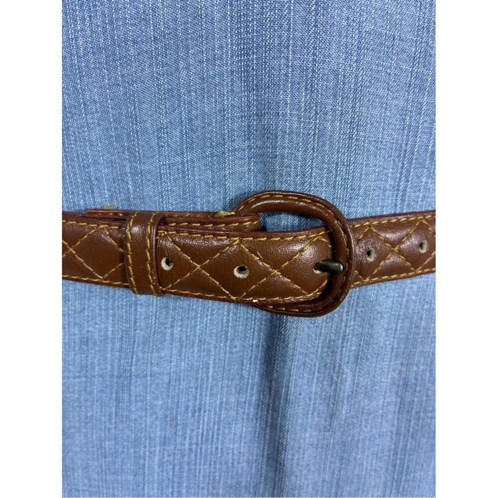 Womens belt 35” long Brown Quilted Leather